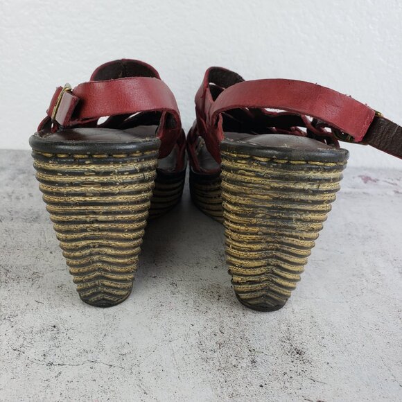Born 100% Leather Wedge Sandals Strappy Shoes size 8 Y2K Slingback - Picture 7 of 13